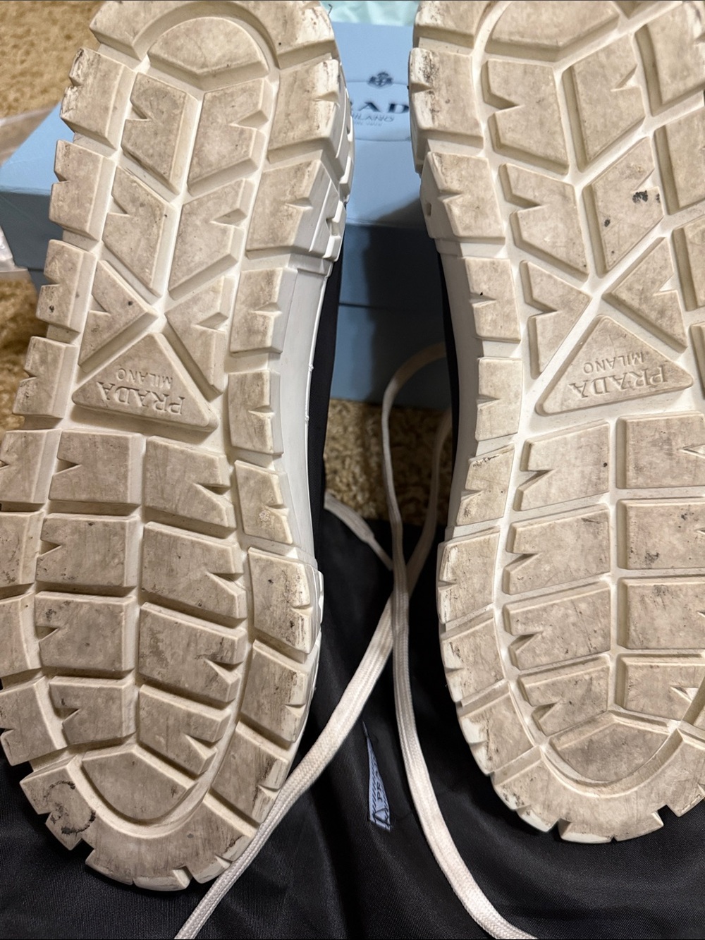 USED  Black Nylon Platform Sneakers with White Soles - Picture 5 of 7